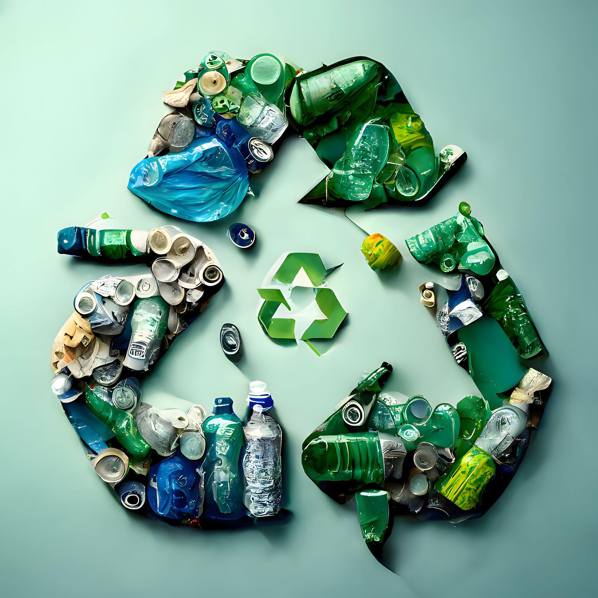 Recycling-Logo aus Müll