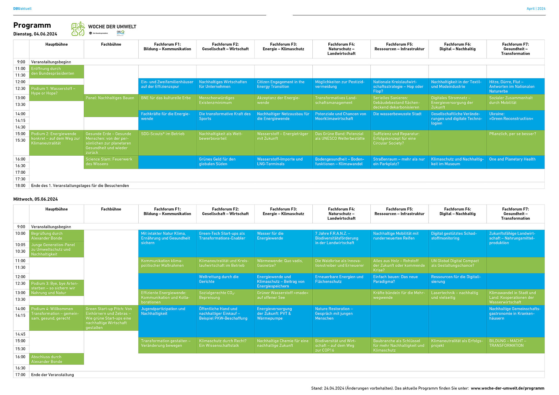 Woche der Umwelt 2024 Programm